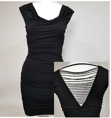 #ad BCX Body Con Dress XS Black Stretch Slimming Bling Club Gothic Punk Alt Cosplay $29.99