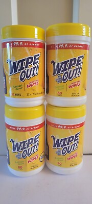 #ad 4 Four Wipe Out Wipes Lemon Scent 80 Wipes In each= Total 320item #9597 $25.99