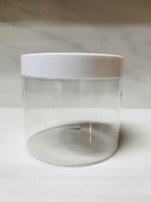 #ad 16oz Plastic Cosmetic Container Round Clear Pot Jars with White Lids 20 Pack $18.00