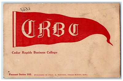 #ad 1909 Bill Cedar Rapids Business College Iowa IA Pennant Vintage Antique Postcard $19.47