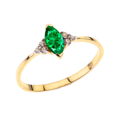 #ad Unique Lab Created Emerald Promise Proposal Ring in Yellow Gold $95.99