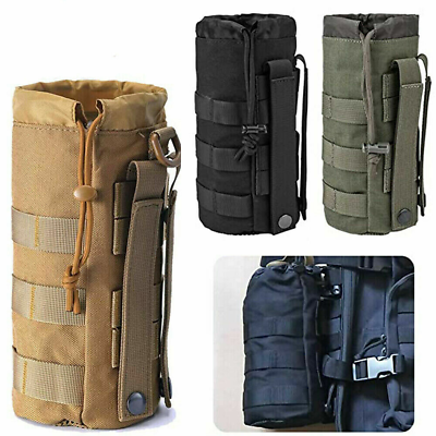 #ad Tactical Molle Water Bottle Bag Drawstring Kettle Pouch Military Holder Carrier $9.98