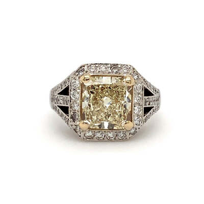#ad 18k Yellow amp; White Gold Yellow amp; White Diamond Radiant Engagement Ring $46595.00