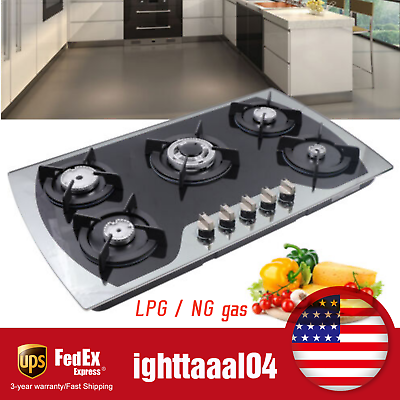 #ad 5 Burners Gas Stove 35.4quot; Built In Gas Cooktop Natural Gas Propane Stainless NEW $187.00