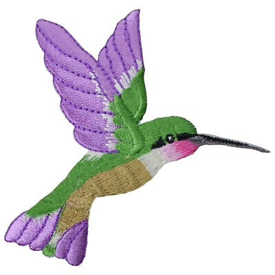 #ad Large Hummingbird Applique Patch Purple Pink Green Bird Badge 3.5quot; Iron on $3.25