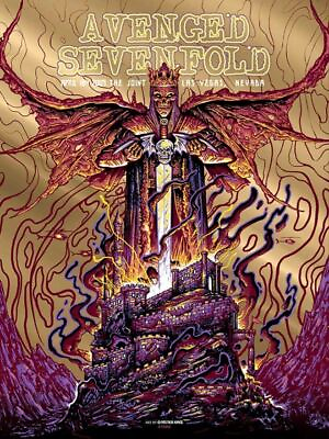 #ad Avenged Sevenfold The Joint 4 18 09 Concert Poster Gold Foil Screen Print $2499.99