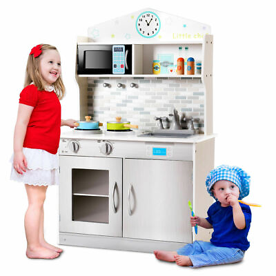 #ad Wooden Pretend Cooking Playset Kitchen Toys Cookware Play Set Kids Toddler Child $89.99
