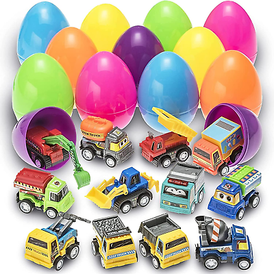 #ad Toy Filled Easter Eggs with Pull Back Construction amp; Engineering Vehicles $23.99