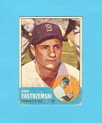 #ad 1963 Topps Red Sox HOF Outfielder Carl Yastrzemski #115 Baseball Card $17.99