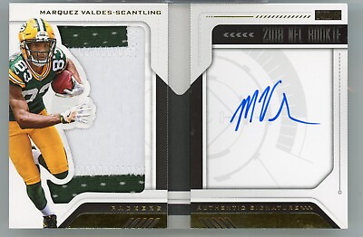 #ad 2018 Playbook Rookie Patch Auto Marquez Valdes Scantling RC Booklet #82 99 RPA $36.98