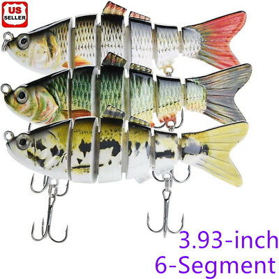 #ad 6 Segment Multi Jointed Fishing Lures Fishing Bait Crankbait Hooks Swimbait US $5.98