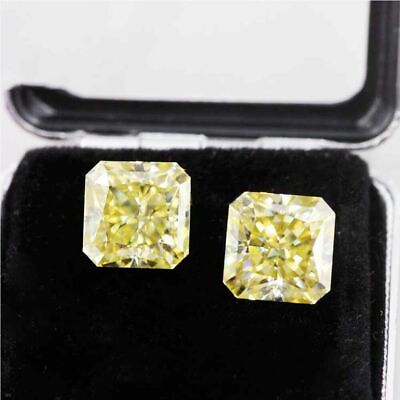 #ad Pair Yellow Square Radiant Loose Moissanite Brilliant Cut For Earrings 1 2 CT $109.98