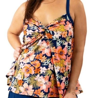 #ad NWT Heat Womens Swimwear Tiki Beach Tankini High Waisted Two Piece Swimsuit 20W $33.75