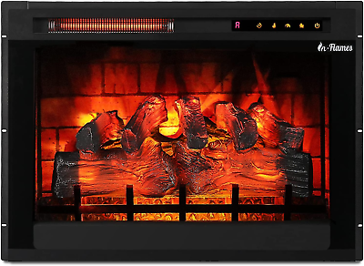 #ad In Flames 28 Inch In Wall Recessed Electric Fireplace Insert Realistic Wood Lo $550.82