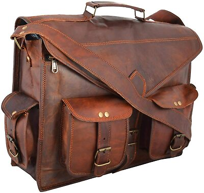 Leather Briefcase Laptop Messenger Computer Shoulder Office Bag For Men Women5 $82.48