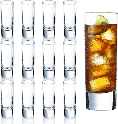 #ad Clear Heavy Base Shot Glasses 12 Pack 2 Oz Tall Glass Set for Whiskey Tequila $28.81