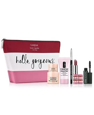 #ad Clinique 7 PCS Makeup Skincare Samples Gift Set Red White Pink Bag Hydrating Duo $18.99