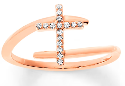 #ad Colorless White Round Cut Moissanite With 10K Rose Gold Women Cross Design Ring $399.00