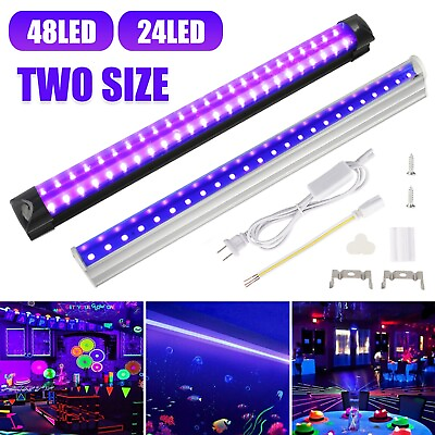 #ad 24 48LED UV Black Light Bar Fixture Ultraviolet Blacklight Lamp Strip Party Club $12.98