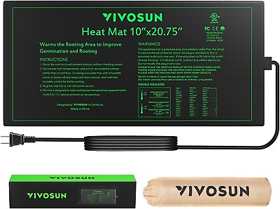 #ad VIVOSUN Durable Waterproof Seedling Heat Mat 10quot; x 20.75quot; UL amp; MET Certified20W $15.29