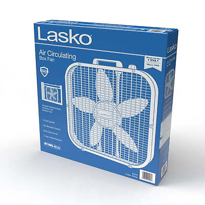 #ad Lasko 20quot; Classic Box Fan with Weather Resistant Motor 3 Speeds 22.5quot; H White $21.03