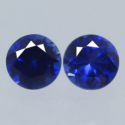 #ad Certified Natural Ceylon Blue Sapphire 5x5 mm Round Pair UNHEATED Loose Gemstone $30.00