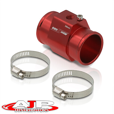 #ad 1.5quot; 38MM 1 8 NPT Radiator Hose Universal Water Temp Gauge Sensor Sender Kit Red $12.99