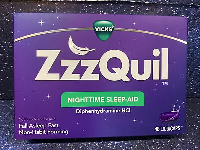 #ad ZzzQuil Nighttime Sleep Aid LiquiCaps 25 mg Diphenhydramine HCl 48Ct Exp05 24 $9.88