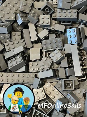 #ad 50 Dark Bluish Gray LEGO Basic Bricks 2x2 2x3 2x4 Random Basic Bulk Lot $13.00