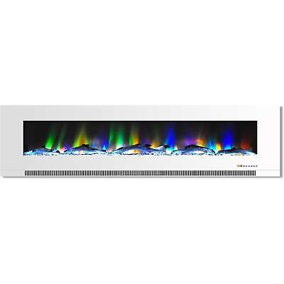 #ad Cambridge 78quot; Wall Mount Electric Fireplace in White with Multi Color Flames and $760.65
