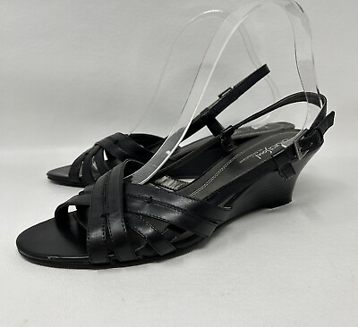 #ad Natural Soul by Naturallizer Penman Black Leather Strappy Sandals Women’s Sz 10 $14.40