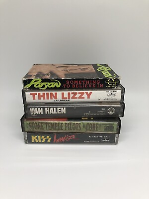 #ad 80s Rock Cassette Tapes Lot Of 5 Thin Lizzy Van Halen Stone Temple Pilots Kiss $19.99