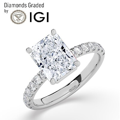 #ad IGI2.00 CT Solitaire Lab Grown Radiant Diamond Engagement Ring 18K White Gold $1825.90