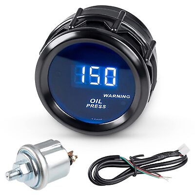 #ad 52mm Digital Oil Pressure Gauge 150 PSI Blue LED With Sensor Kit for Car Truck $22.89
