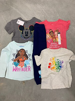 #ad Disney Lot of 4 Moana Princesses Toddler 2T 4T Mickey Mouse T Shirt Set $12.50