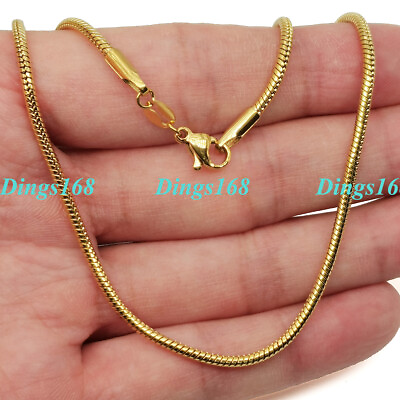 #ad 18K Yellow Gold Filled Classic Snake Chain Necklace 16 18 20 22 24 26 28 38 inch $14.99