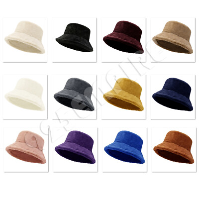 #ad Soft High Quality Warm Lining Winter Bucket Hat Faux Fur Fuzzy Cozy Wide Brim $14.99