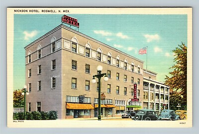 #ad Roswell NM New Mexico Nickson Hotel Exterior Vintage Postcard $7.99
