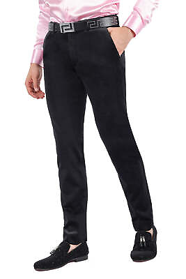 #ad Barabas Men#x27;s Velvet Shiny Chino Solid Color Dress Pants 3CP04 $122.00