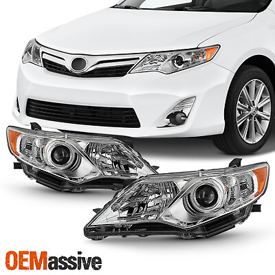 #ad For 2012 2014 Camry Projector Halogen Type Chrome Headlights LeftRight Pair $88.99