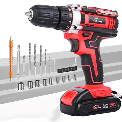 #ad 20V Electric Drill 3 8quot; Power Cordless Screwdriver 31PCS Drill Set with Battery $29.95