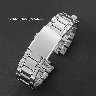 #ad Premium Solid Stainless Steel Watch Straps Bands Business 12 14 16 18 20 22 24mm $9.88