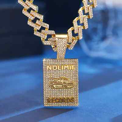 #ad NO LIMIT RECORDS Cubic Zirconia Pendant amp; 20quot; Iced Cuban Chain Bling Necklace $28.99