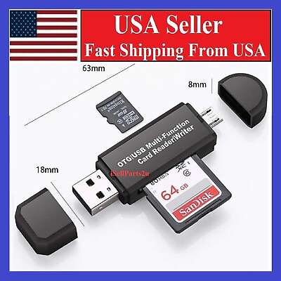 #ad Micro USB OTG to USB 2.0 Adapter SD Micro SD Card Reader With Standard USB Male $2.77