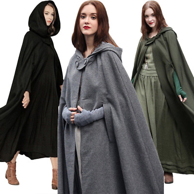 #ad Long Cape Cloak Poncho Winter Womens Casual Loose Hooded Wool Blend Coat Tops $31.18