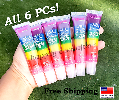#ad 6 PCs Magic Rainbow Sugar Tasty Lipgloss Shine Hydrate Sweet Lip gloss $10.99