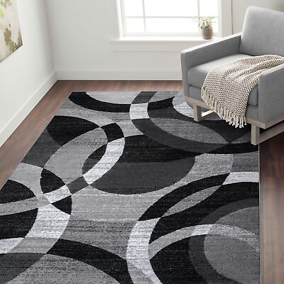 #ad Modern Rug Contemporary Circles Abstract Area Rug Living Room Carpet Hallway Rug $101.64
