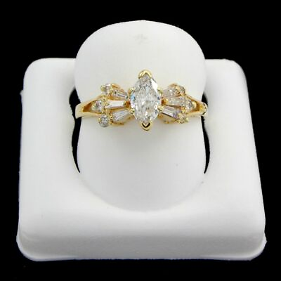 #ad Estate 1.00 Ct Natural Diamond 14K Yellow Gold Engagement Ring Certified $2974.25