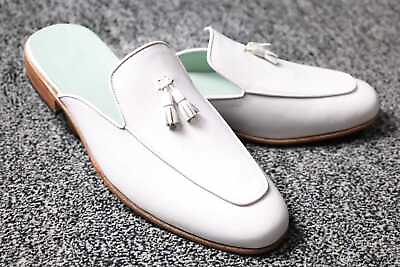 #ad Men#x27;s New Shoes Handmade Leather White Mules Slip On Formal Casual Wear Slippers GBP 174.99