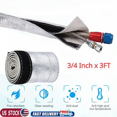 #ad Thermal Reflective Metallic Heat Shield Sleeve Wire Hose Cover Wrap 3 4quot; *3 Ft $12.99